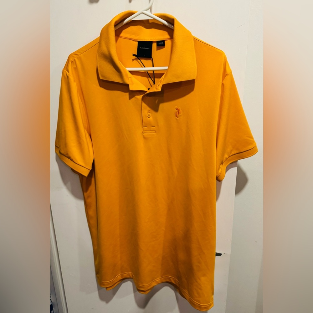 NWT Peak Performance Vespar Polo Blazing orange moisture wicking golf stretch L